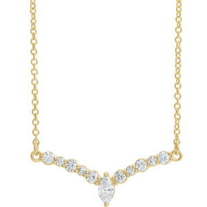 14K White 1/3 CTW Diamond "V" Necklace