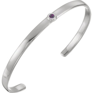 14K  6" Cuff Bracelet with 3mm Stone