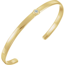 Load image into Gallery viewer, 14K  6&quot; Cuff Bracelet with 3mm Stone