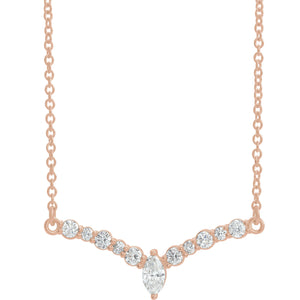 14K White 1/3 CTW Diamond "V" Necklace