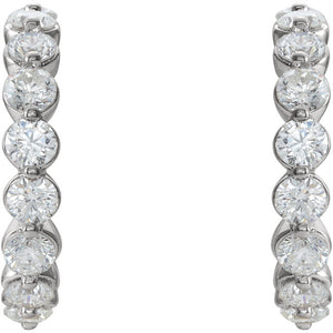 14K White 1 3/8 CTW Diamond J-Hoop Earrings