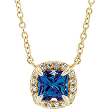 Load image into Gallery viewer, 14K Gold Blue Sapphire &amp; .05 CTW Diamond 18&quot; Necklace