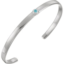 Load image into Gallery viewer, 14K  6&quot; Cuff Bracelet with 3mm Stone