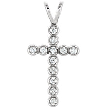Load image into Gallery viewer, 14K Gold 1/8 CT Diamond Cross Pendant