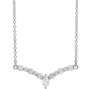 14K White 1/3 CTW Diamond "V" Necklace