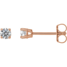 Load image into Gallery viewer, 14K Pair Diamond 4 Prong Stud Earrings