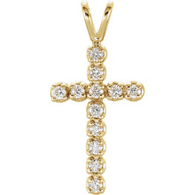 Load image into Gallery viewer, 14K Gold 1/8 CT Diamond Cross Pendant