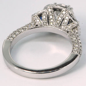 14K White Gold Custom Made Diamond and Sapphire Engagement Ring