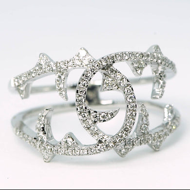 18K White Gold Split Shank Diamond Ring