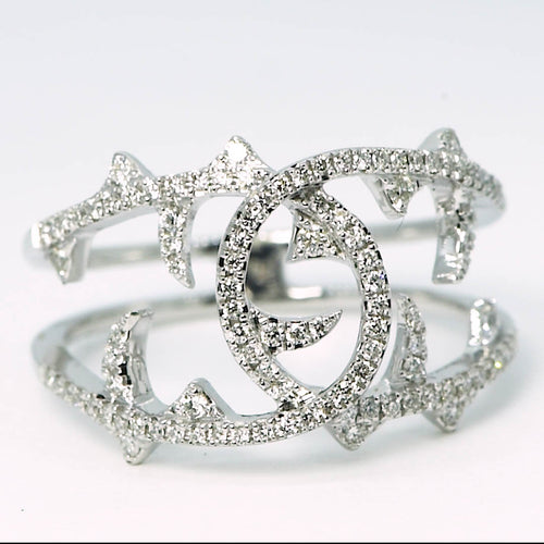 18K White Gold Split Shank Diamond Ring
