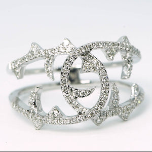 18K White Gold Split Shank Diamond Ring