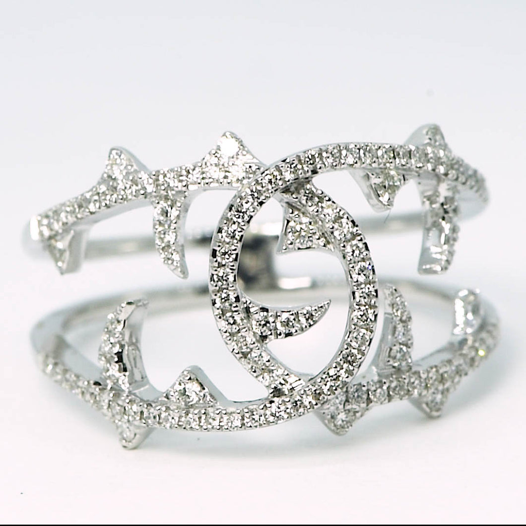 18K White Gold Split Shank Diamond Ring