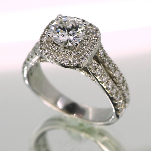 14K White Gold Double Halo Engagement Ring