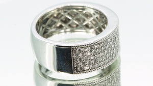 14K White Gold Wide Pavé Diamond Band