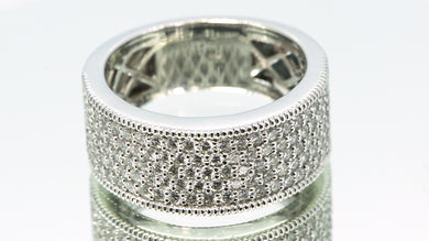 14K White Gold Wide Pavé Diamond Band