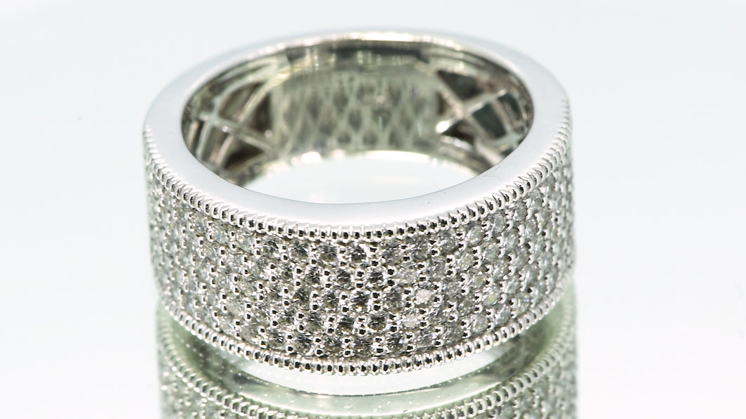 14K White Gold Wide Pavé Diamond Band