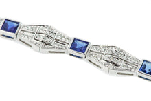 Load image into Gallery viewer, 7.25&quot; 18K White Gold Diamond and Sapphire Milgrain Bracelet