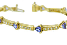 Load image into Gallery viewer, 7&quot; 14K Yellow Gold Diamond and Tanzanite Bracelet