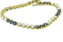 Load image into Gallery viewer, 7&quot; 18K Yellow Diamond and Sapphire Tennis Bracelet
