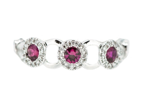14K White Gold Loop Colored Stone Ring
