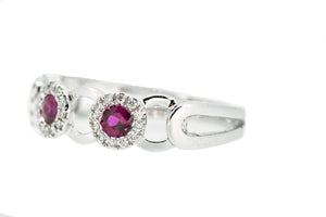 14K White Gold Loop Colored Stone Ring