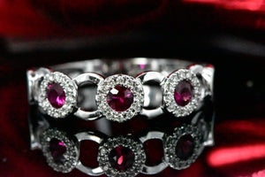 14K White Gold Loop Colored Stone Ring