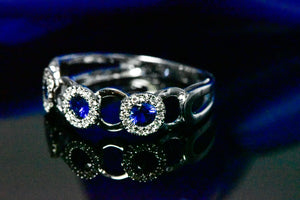 14K White Gold Loop Colored Stone Ring