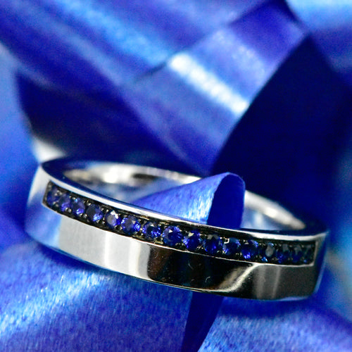 14K White Gold Diamond and Sapphire Ring