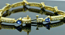Load image into Gallery viewer, 7&quot; 14K Yellow Gold Diamond and Tanzanite Bracelet