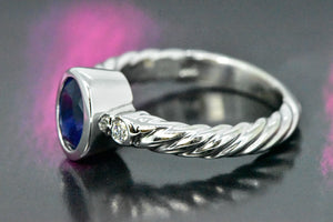 14K White Gold Sapphire and Diamond Ring