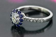 Load image into Gallery viewer, 14K White Gold GIA Diamond and Sapphire Ring