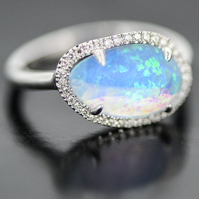 14K White Gold Opal Doublet Ring