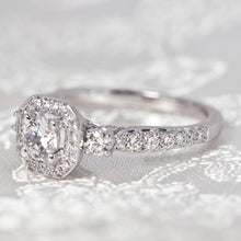 Load image into Gallery viewer, 14K White Gold Diamond Halo Engagement Ring