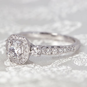 14K White Gold Diamond Halo Engagement Ring