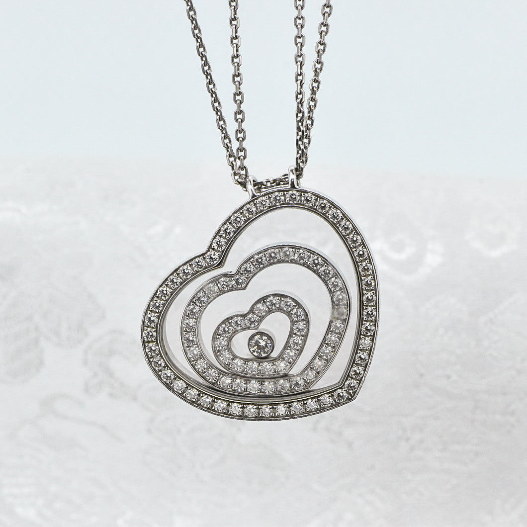 18K White Gold Chopard Happy Spirit Heart Pendant