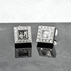 18K White Gold Chopard Happy Diamond Earrings