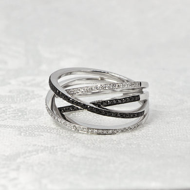 14K White Gold Diamond Weave Band