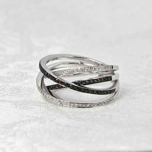 14K White Gold Diamond Weave Band
