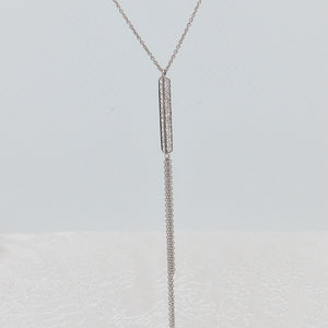 14K White Gold Diamond Bar Necklace