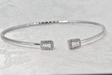 14K White Gold Diamond Bangle