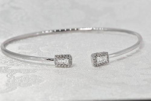 14K White Gold Diamond Bangle