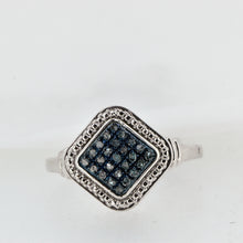 Load image into Gallery viewer, Sterling Silver Ring with Blue Diamonds
