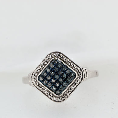 Sterling Silver Ring with Blue Diamonds