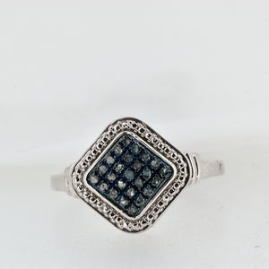 Sterling Silver Ring with Blue Diamonds