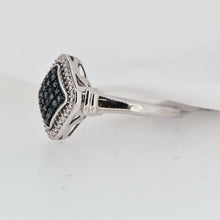 Load image into Gallery viewer, Sterling Silver Ring with Blue Diamonds