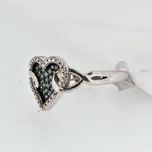 Load image into Gallery viewer, Sterling Silver Heart Ring with Blue Diamonds