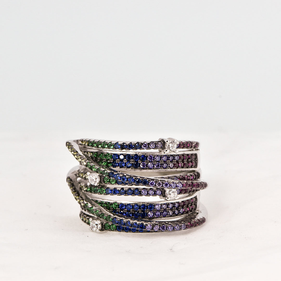 Sterling Silver Ring with Swarovski Crystal – Majestic Sapphire