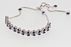 Sterling Silver Synthetic Sapphire and Cubic Zirconia