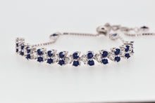 Load image into Gallery viewer, Sterling Silver Synthetic Sapphire and Cubic Zirconia