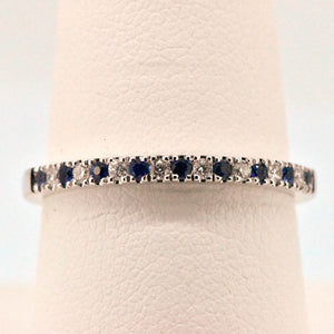 10K White Gold Stackable Diamond and Sapphire Bands